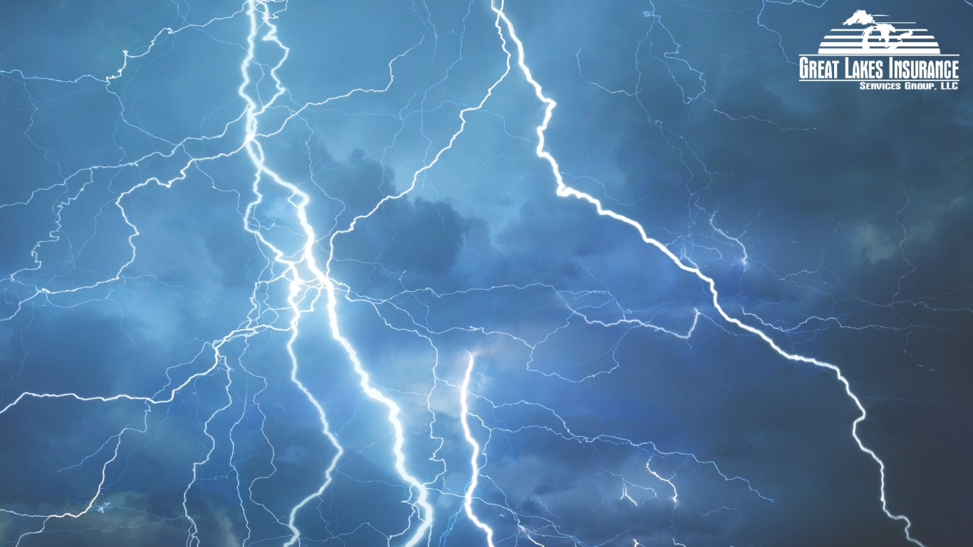 Photo of lightning strikes from storm.